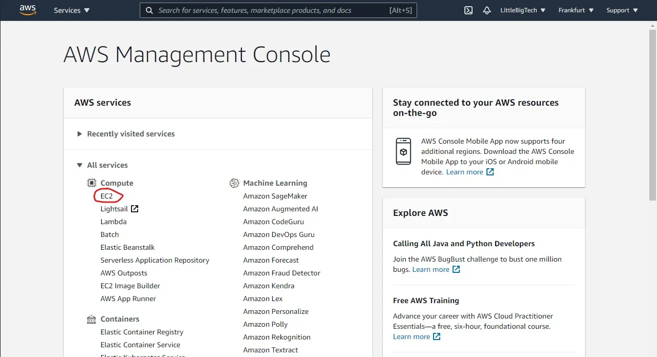 aws management console